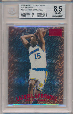 SkyBox 1997-1998 Premium Star Rubies #30SR Latrell Sprewell 6/50 / BGS Grade 8.5