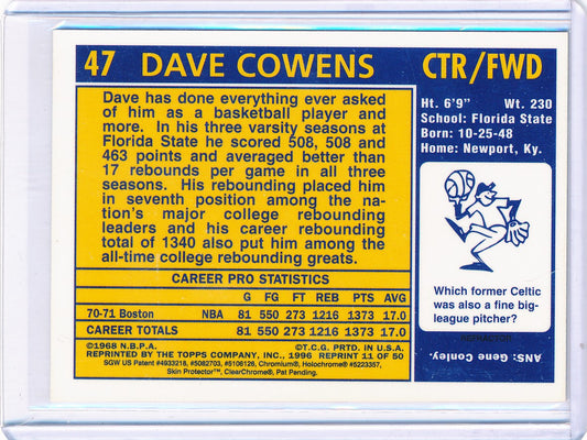 Topps 1996-1997 Finest Reprint Refractor #47 Dave Cowens