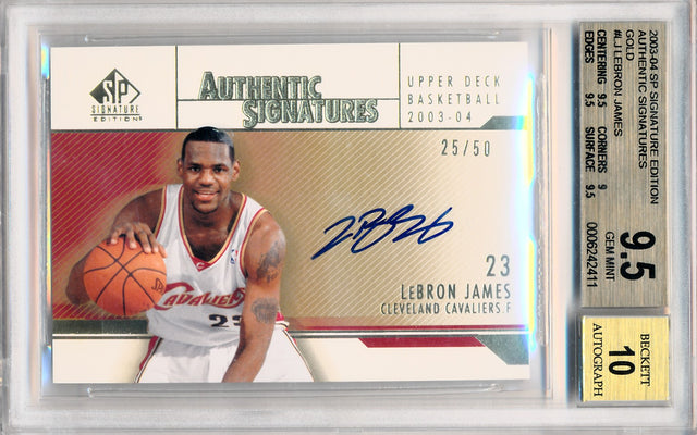 Upper Deck 2003-2004 SP Signature Edition  Authentic Signatures Gold #LJ Lebron James 25/50 / BGS Grade 9.5 / Auto Grade 10