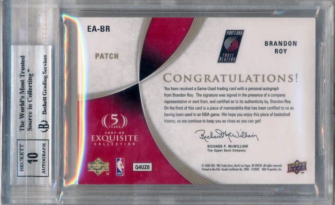 Upper Deck 2007-2008 Exquisite Collection Autographed Patches #EABR Brandon Roy 5/35 / BGS Grade 9 / Auto Grade 10