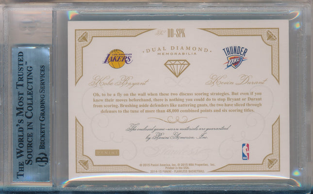 Panini 2014-2015 Flawless Ruby Dual Diamond Patches  #DD-SPK Kobe Bryant/ Kevin Durant 07/15 / BGS Grade 9