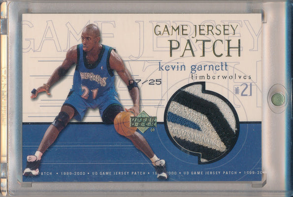 Upper Deck 1999-2000 Game Jersey Patch Basketball #KG Kevin Garnett 7/25