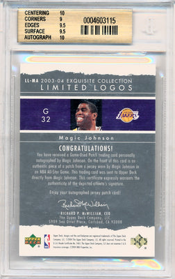 Upper Deck 2003-2004 Exquisite Collection Limited Logos #MA Magic Johnson 61/75 / BGS Grade 9.5 / Auto Grade 10