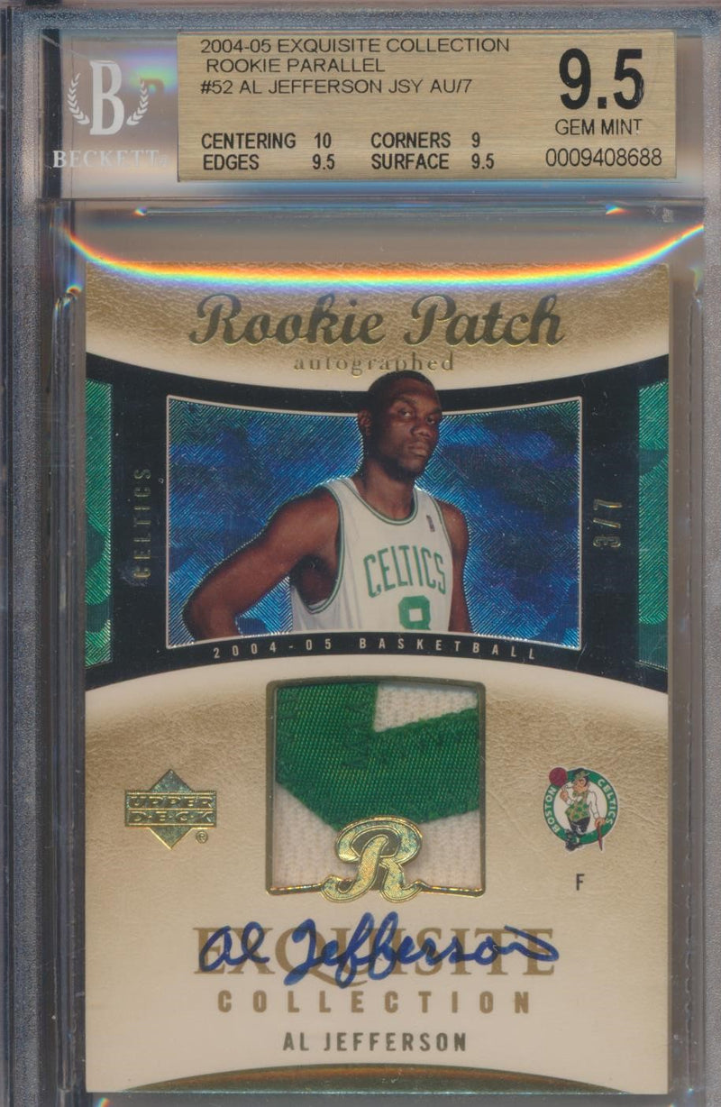 Upper Deck 2004-2005 Exquisite Collection Gold RPA #52 Al Jefferson 3/7 / BGS Grade 9.5 / Auto Grade 10