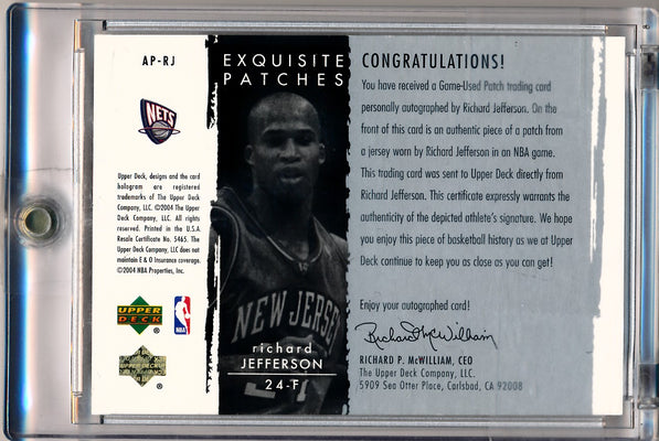 Upper Deck 2003-2004 Exquisite Collection Patches Autographs #AP-RJ Richard Jefferson 24/100