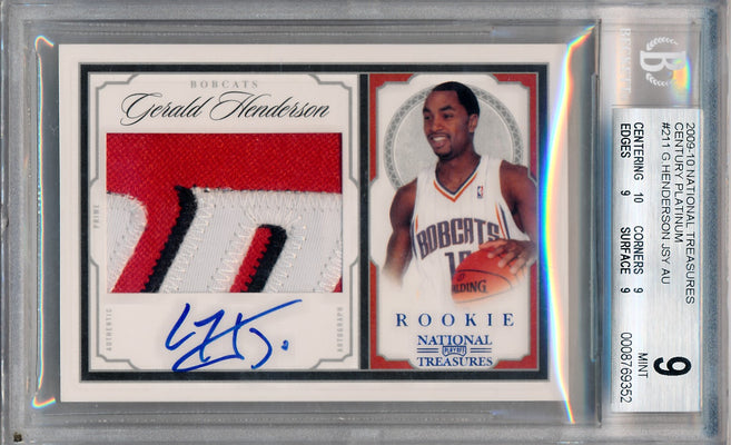 Panini 2009-2010 National Treasures Century Platinum #211 Gerald Henderson 5/5 / BGS Grade 9 / Auto Grade 10