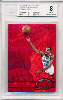 Skybox 1997-1998 Metal Universe Championship Precious Metal Gems Red #2 Dell Curry 40/100 / BGS Grade 8