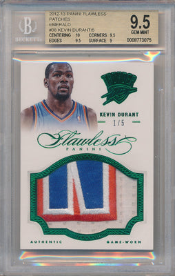 Panini 2012-2013 Flawless Emerald Jumbo Patches #38 Kevin Durant 1/5 / BGS Grade 9.5