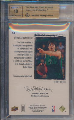 Upper Deck 2009-2010 Exquisite Collection RC Auto #44 Ricky Rubio 34/225 / BGS Grade 9.5 / Auto Grade 10