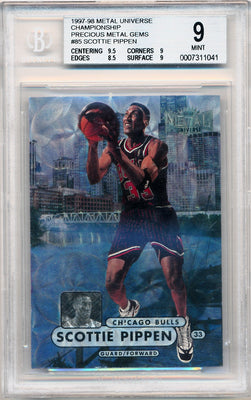 Skybox 1997-1998 Metal Universe Championship Precious Metal Gems #85 Scottie Pippen 21/50 / BGS Grade 9