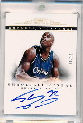 Panini 2012-2013 National Treasures  Notable Nicknames  #32 Shaquille O'Neal 14/25