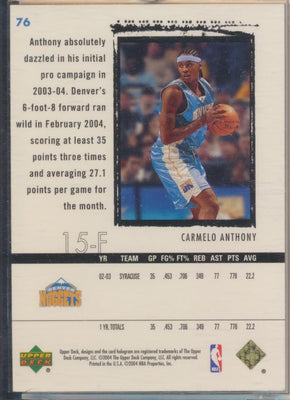 Upper Deck 2003-2004 Exquisite Collection Gold Rookie #76 Carmelo Anthony 7/25