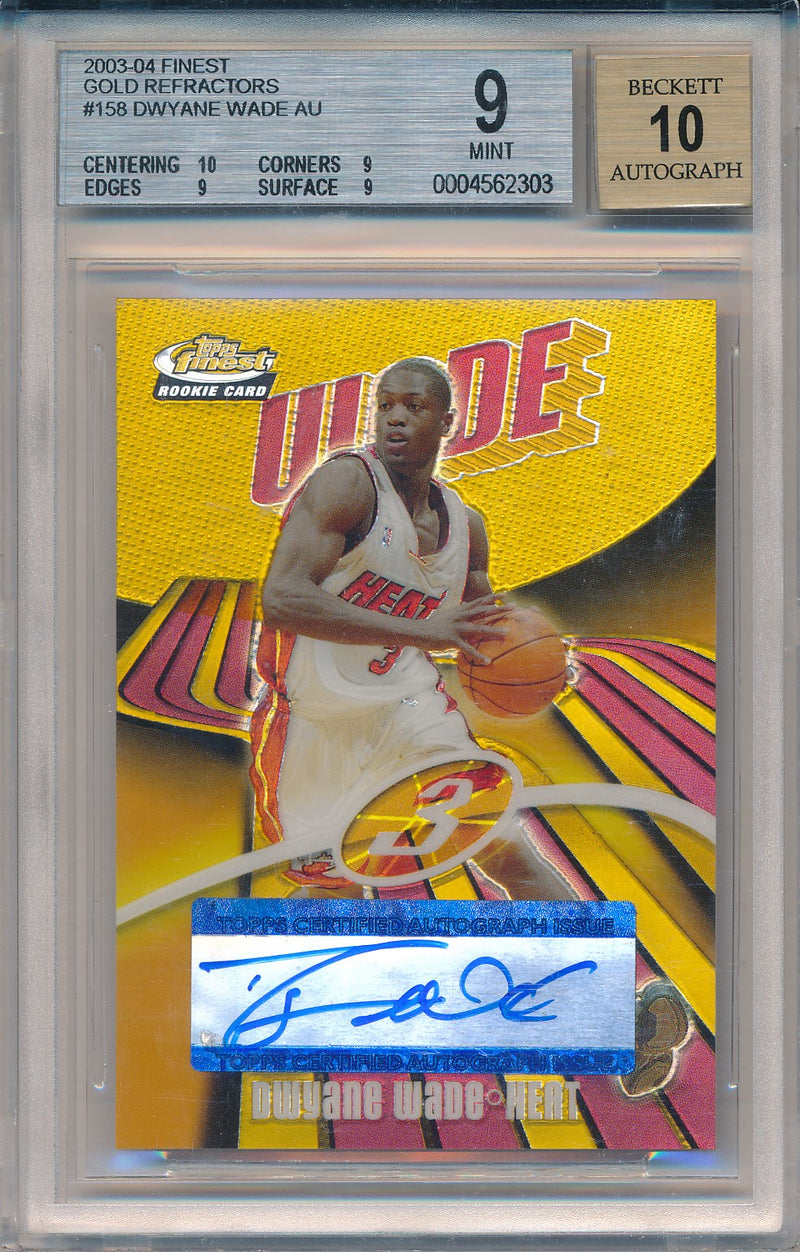 Topps 2003-2004 Finest Gold Refractor #158 Dwyane Wade 25/25 / BGS Grade 9 / Auto Grade 10