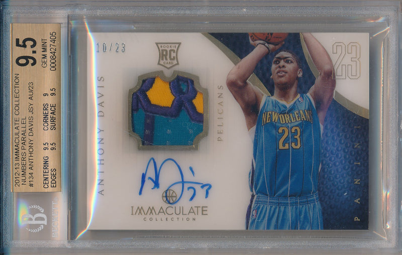 Panini 2012-2013 Immaculate Collection Numbers Parallel #134 Anthony Davis 10/23 / BGS Grade 9.5 / Auto Grade 10