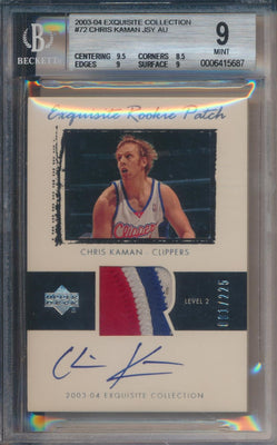 Upper Deck 2003-2004 Exquisite Collection Exquisite Rookie Patch Auto #72 Chris Kaman 81/225 / BGS Grade 9 / Auto Grade 10