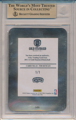 Panini 2011-2012 Gold Standard Solid Gold #SG-33 Tim Duncan 1/1