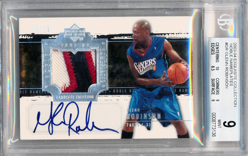 Upper Deck 2003-2004 Exquisite Collection Noble Nameplates #NN-GR Glenn Robinson 13/25 / BGS Grade 9 / Auto Grade 10