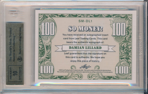 Leaf 2012-2013 Signatures So Money! #SM-DL1 Damian Lillard 90/99 / BGS Grade 9.5 / Auto Grade 10