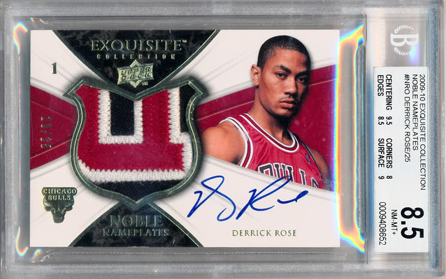 Upper Deck 2009-2010 Exquisite Collection Noble Nameplates #NRO Derrick Rose 23/25 / BGS Grade 8.5 / Auto Grade 10