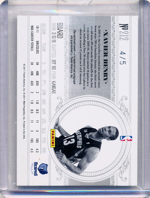 Panini 2010-2011 National Treasures  Century Platinum #212 Xavier Henry 4/5