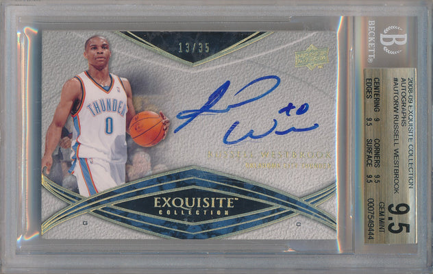 Upper Deck 2008-09 Exquisite Collection Autographs #AUTO-RW Russell Westbrook 13/35 / BGS Grade 9.5 / Auto Grade 10