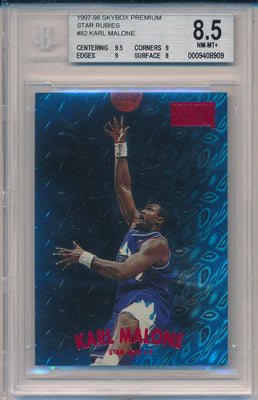 SkyBox 1997-1998 Premium Star Rubies #82SR Karl Malone 33/50 / BGS Grade 8.5