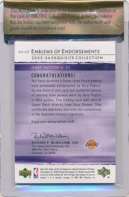 Upper Deck 2003-2004 Exquisite Collection Emblems Of Endorsements #EM-GP Gary Payton 7/15 / Auto Grade 10