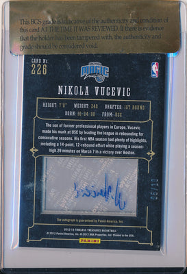 Panini 2012-2013 Timeless Treasures Glass Rookie #226 Nikola Vucevic 5/10 / BGS Grade 8 / Auto Grade 10