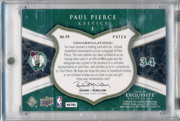 Upper Deck 2008-2009 Exquisite Collection Noble Nameplates #NAPP Paul Pierce 13/25