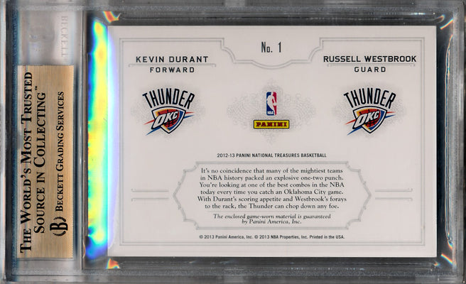 Panini 2012-2013 National Treasures NBA Logoman Combos #1 Kevin Durant / Russel Westbrook 2/2 / BGS Grade 9.5