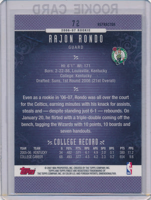 Topps 2006-07 Finest Refractor #72 Rajon Rondo