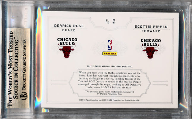 Panini 2012-2013 National Treasures NBA Logoman Combos #2 Derrick Rose / Scottie Pippen 3/3 / BGS Grade 9.5