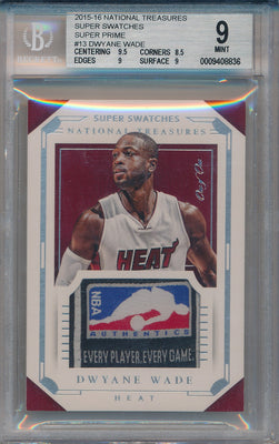 Panini 2015-2016 National Treasures Super Swatches Super Prime #13 Dwyane Wade 1/1 / BGS Grade 9