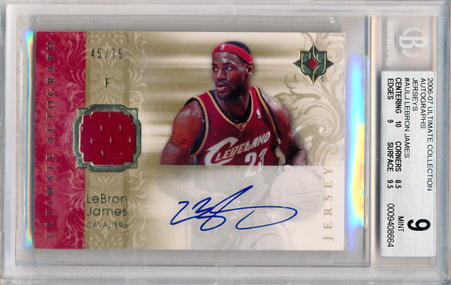 Upper Deck 2006-07 Ultimate Collection  Ultimate Jersey Autographs #AU-LJ Lebron James 45/75 / BGS Grade 9 / Auto Grade 10