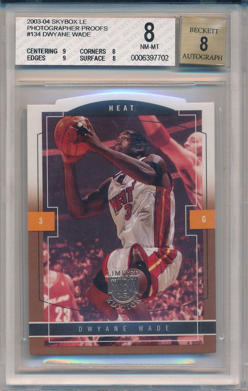 Fleer 2003-2004 SkyBox Limited Edition Photographer Proof #134 Dwyane Wade 24/25 / BGS Grade 8 / Auto Grade 8