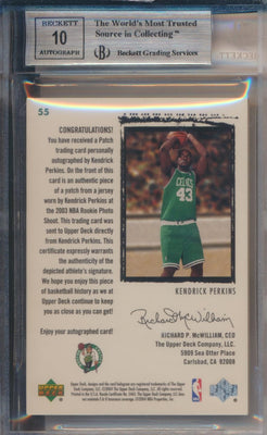 Upper Deck 2003-2004 Exquisite Collection Exquisite Rookie Patch Auto #55 Kendrick Perkins 203/225 / BGS Grade 9 / Auto Grade 10