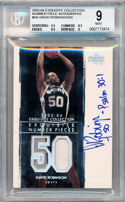 Upper Deck 2003-2004 Exquisite Collection Number Piece Autographs #NP-DA David Robinson 7/50 / BGS Grade 9 / Auto Grade 10