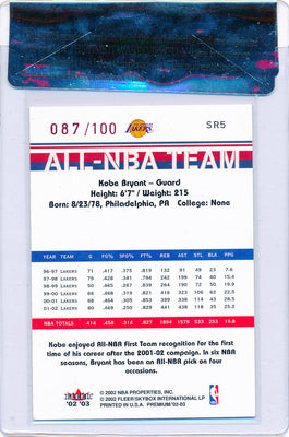 Fleer 2002-2003 Premium All NBA Team #SR5 Kobe Bryant 87/100