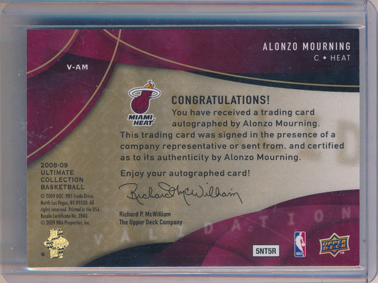 Upper Deck 2008-2009 Ultimate Collection Validation #V-AM Alonzo Mourning 12/25