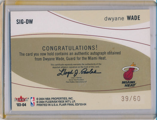 Fleer 2003-2004 Final Flair Edition Significant Cuts #SIG-DW Dwyane Wade 39/60