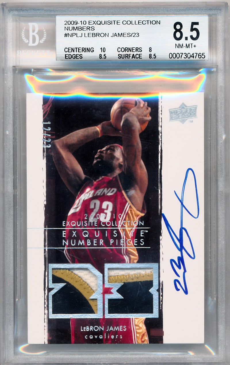 Upper Deck 2009-2010 Exquisite Collection Numbers #NPLJ Lebron James 12/23 / BGS Grade 8.5 / Auto Grade 10