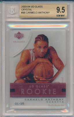 Upper Deck 2003-2004 UD Glass Crystal #98 Carmelo Anthony 1/25 / BGS Grade 9.5