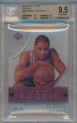 Upper Deck 2003-2004 UD Glass Crystal #98 Carmelo Anthony 09/25 / BGS Grade 9.5