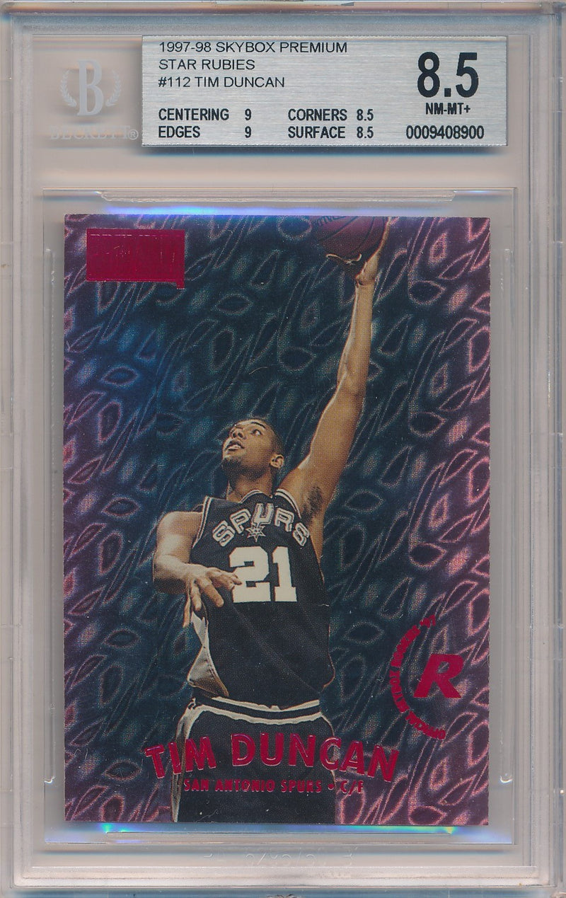 SkyBox 1997-1998 Premium Star Rubies #112SR Tim Duncan 44/50 / BGS Grade 8.5