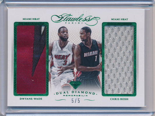 Panini 2014-2015 Flawless Emerald Dual Diamond Patches #DD-MH Dwyane Wade/ Chris Bosh 5/5