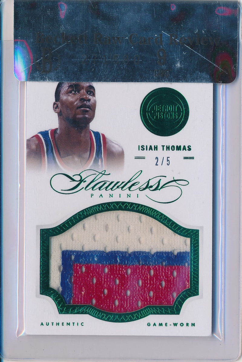 Panini 2012-2013 Flawless Emerald Jumbo Patches #75 Isiah Thomas 2/5 / BGS Grade 9