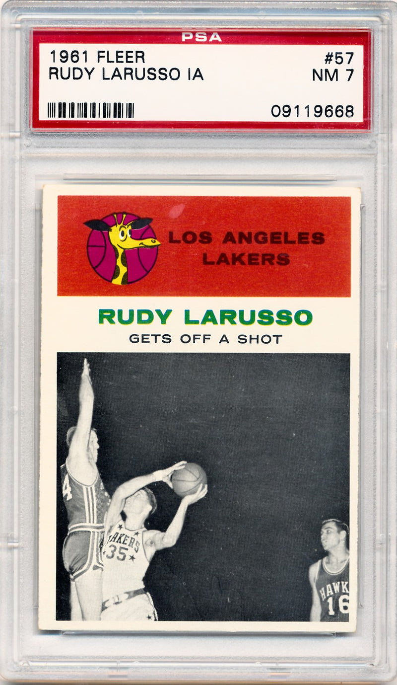 Fleer 1961 Los Angeles Lakers  #57 Rudy Larusso  / PSA Grade 7