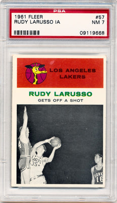 Fleer 1961 Los Angeles Lakers  #57 Rudy Larusso  / PSA Grade 7