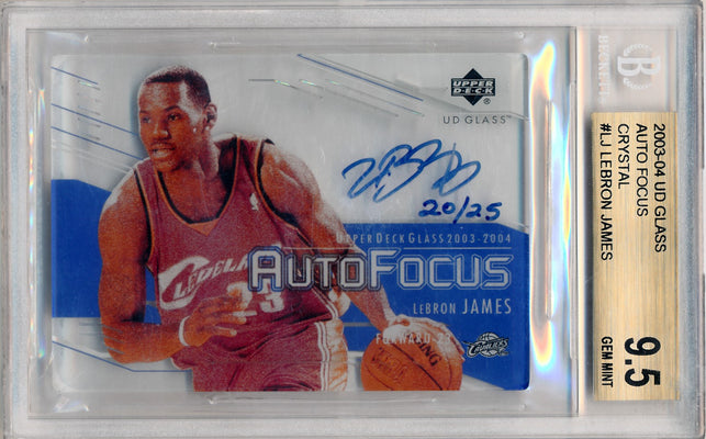 Upper Deck 2003-2004 UD Glass Auto Focus Crystal #LJ Lebron James 20/25 / BGS Grade 9.5 / Auto Grade 10