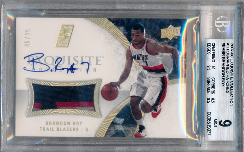 Upper Deck 2007-2008 Exquisite Collection Autographed Patches #EABR Brandon Roy 5/35 / BGS Grade 9 / Auto Grade 10